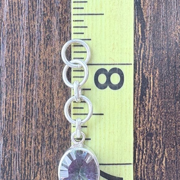 VTG sterling Silver 925 Mystic Topaz Tennis Bracelet Oval Bezel Set 7.5 - 8.25" - Picture 9 of 12